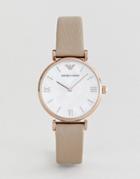 Emporio Armani Ar11111 Leather Watch In Brown 32mm - Brown