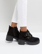 Park Lane Chunky Sole Buckle Boots - Black