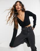 Weekday Tori Cropped Cardigan In Black