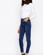 Asos Tall Ridley High Waist Skinny Jeans In Botanic Dark Stonewash - Blue