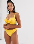 Pour Moi Fuller Bust Getaway Padded Underwire Bikini Top In Yellow - Yellow