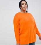 Asos Design Curve Oversize Sweater In Fine Knit - Orange