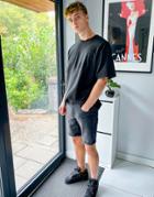 Asos Design Slim Denim Shorts In Washed Black