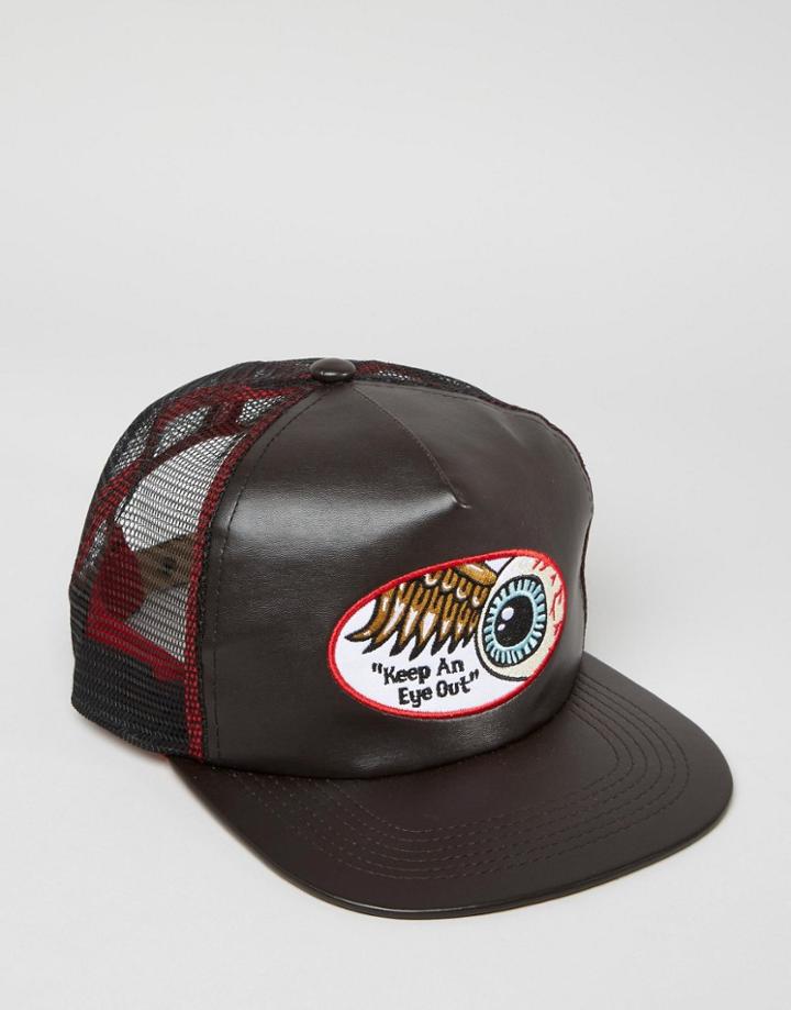 Von Dutch Trucker Cap In Faux Leather - Black