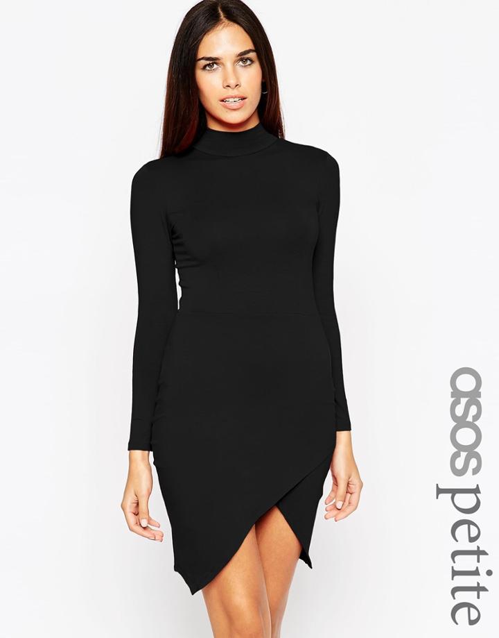 Asos Petite Asymmetric Polo Body-conscious Dress - Dark Red