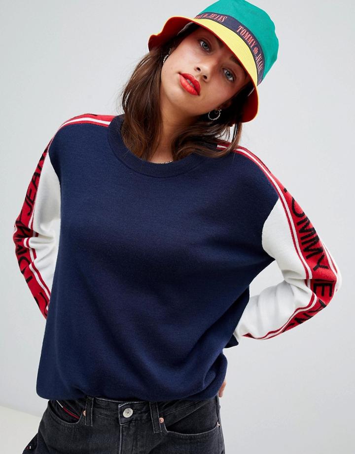 Tommy Jeans Color Block Sweater - Black