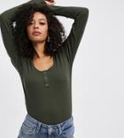 Vero Moda Tall Ribbed Top With Scoop Neck In Green