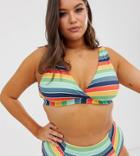 Modcloth Madison Triangle Bikini Top In Multi Stripe - Multi