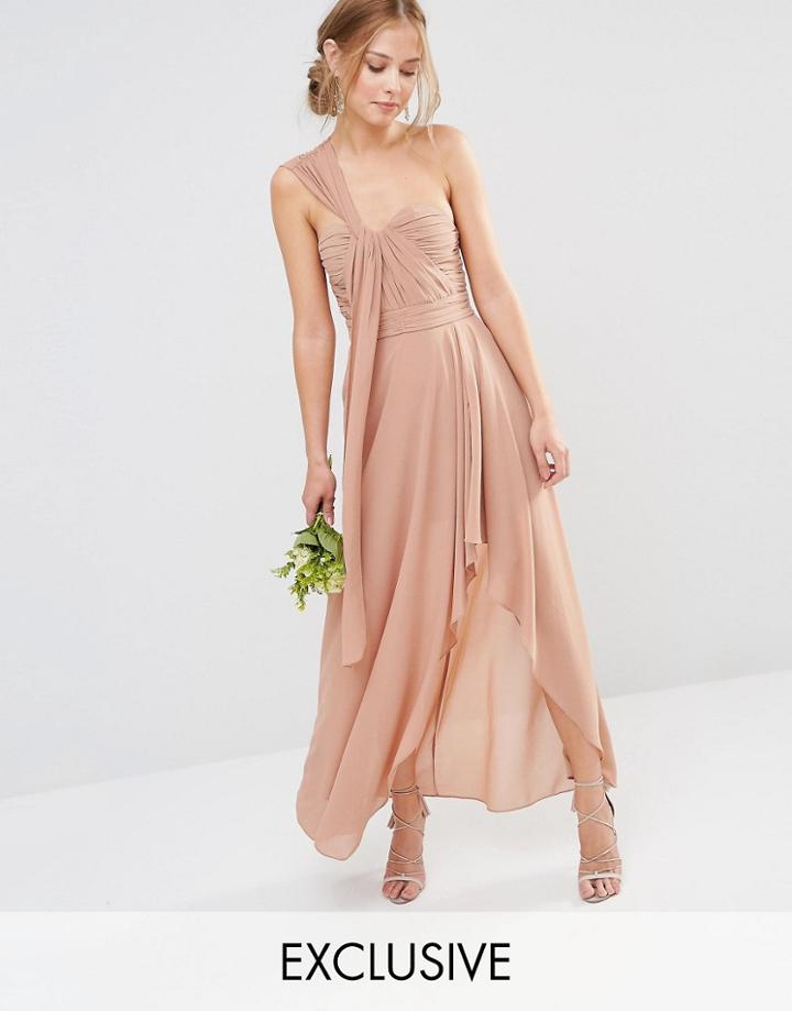Tfnc Wedding Drape One Shoulder Maxi Dress - Taupe