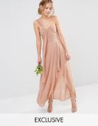 Tfnc Wedding Drape One Shoulder Maxi Dress - Taupe