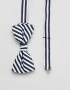 Selected Homme Stripe Bow Tie - Navy