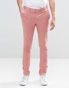 Asos Super Skinny Pants In Cotton Sateen In Pink - Canyon Rose
