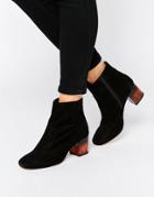 Asos Rea Leather Heeled Ankle Boots - Black
