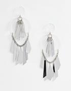 Asos Design Earrings With Mirrored Shapes And Clear Resin Design In Silver