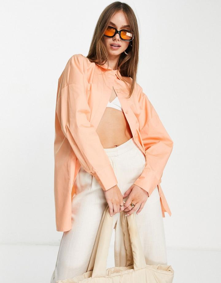Aligne Organic Cotton Oversized Shirt In Apricot-orange