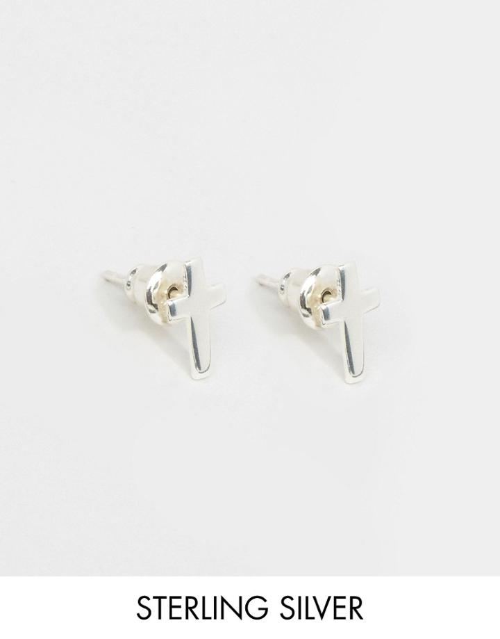 Asos Sterling Silver Cross Earrings - Silver