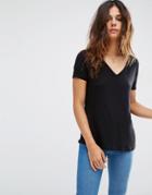 Asos The New Forever T-shirt With Short Sleeves And Dip Back - Black