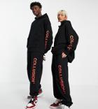 Collusion Unisex Oversized Ripped Logo Sweatpants In Black - Part Of A Set