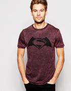 Asos T-shirt With Batman Vs Superman Logo - Red