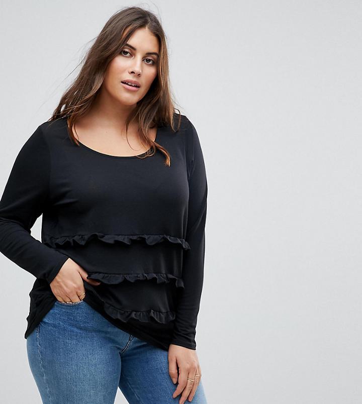 Junarose Long Sleeve Frill Top - Multi