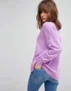 Asos Design Oversized Sweater With V Neck In Eco Yarn - Purple