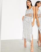 Asos Edition Sequin Stripe Midi Skirt-multi