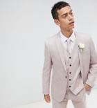 Noak Slim Wedding Suit Jacket In Crosshatch - Purple
