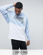 Asos Tall Super Oversized Batwing Long Sleeve T-shirt With Liberte Print And Panelling - Blue