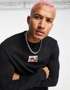 Asos Design Long Sleeve T-shirt In Black Organic Cotton With Car Print