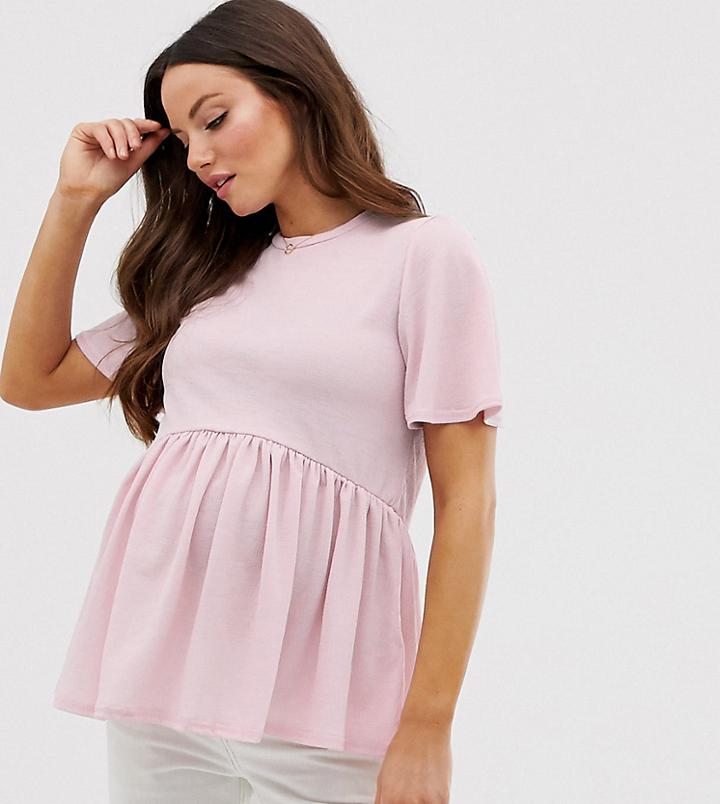 New Look Maternity Peplum Tee In Pink