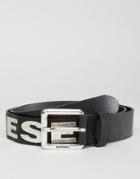 Diesel B-bold Logo Stud Leather Belt Black - Black
