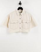 Allsaints Patty Cropped Shirt In Cream-white