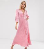Ghost Exclusive Maddison Button Front Satin Midi Dress-pink