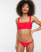 Seafolly Crop Bikini Top In Red Rib