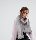 Willow And Paige Oversized Scarf With Frill Detail - Gray