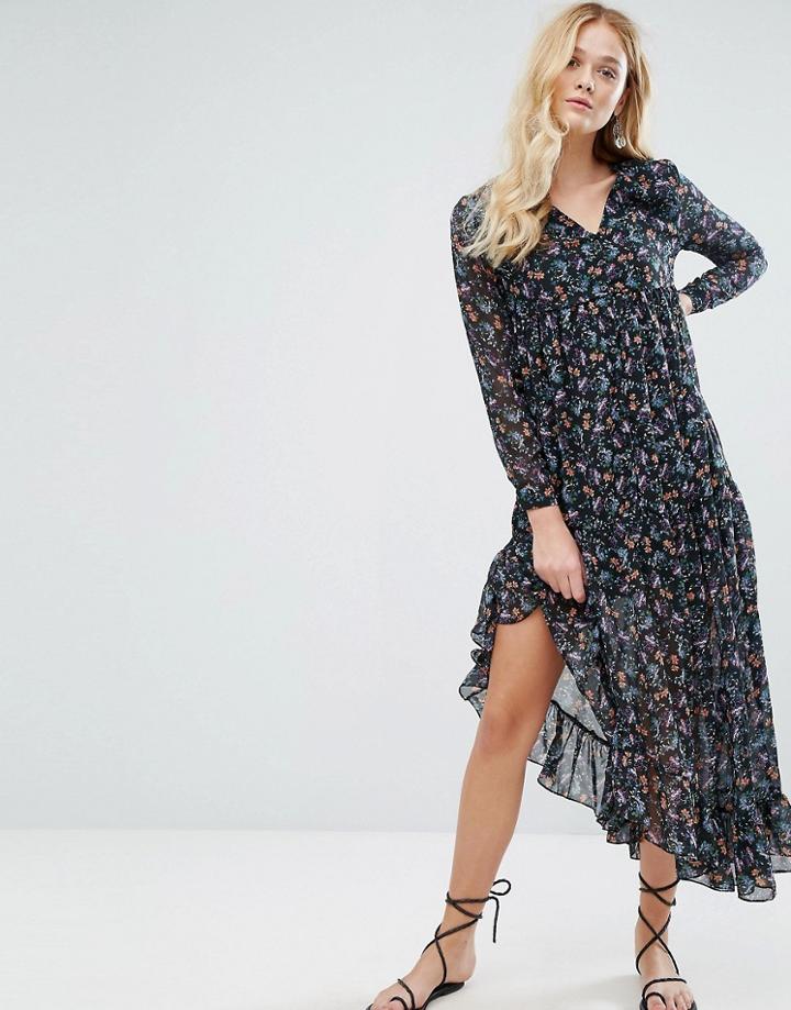 Walter Baker Benji Dress In Floral Medley - Black