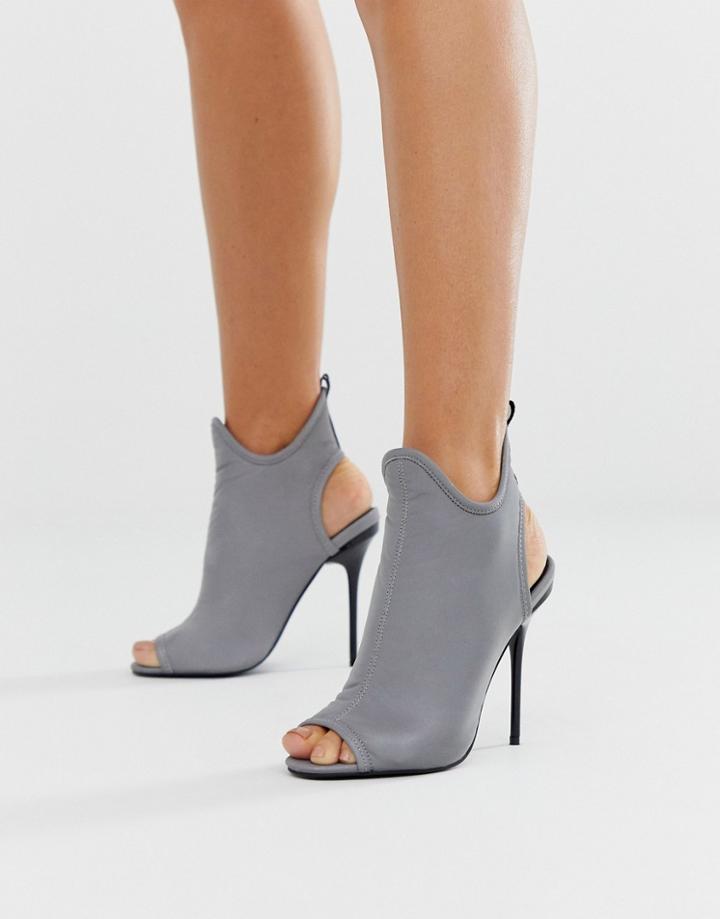 Asos Design Partition Shoe Boot Heels In Reflective Silver - Silver