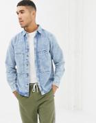 Boohooman Oversized Denim Shirt In Blue Wash - Blue