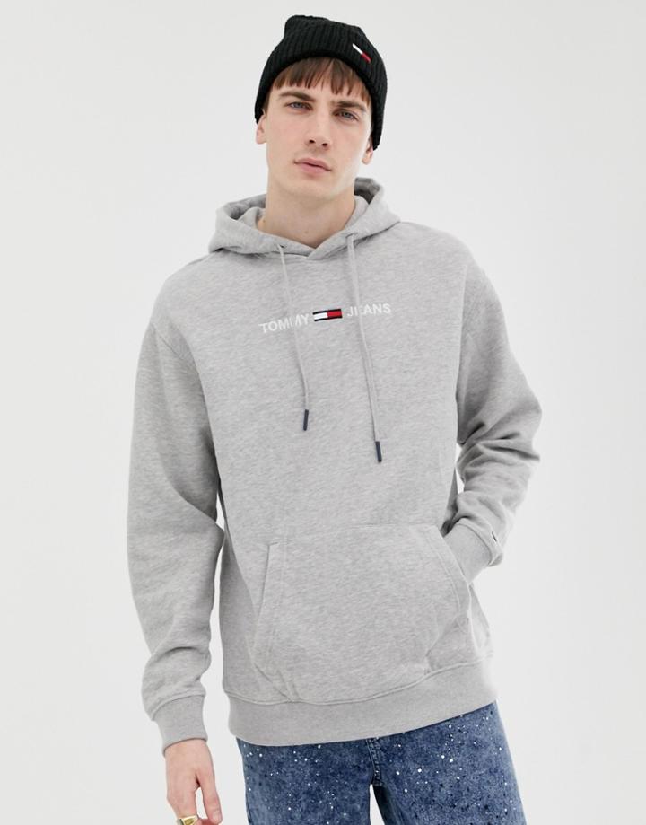 Tommy Jeans Relaxed Fit Hoodie With Small Chest Logo In Light Gray - Gray