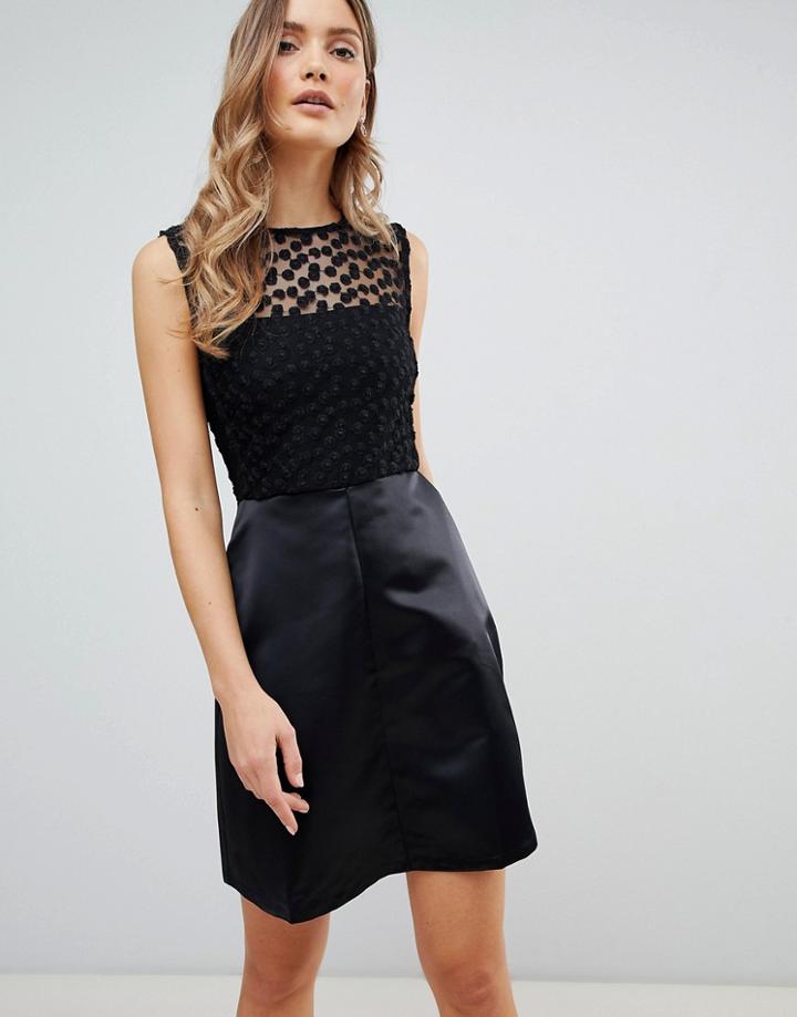 Zibi London Skater Dress With Lace Yoke - Black