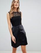 Zibi London Skater Dress With Lace Yoke - Black