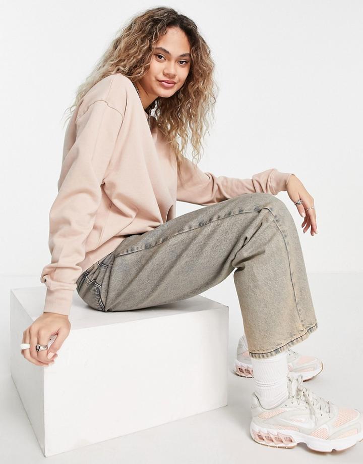 Asos Design Organic Cotton Oversized Sweatshirt In Caramel-brown