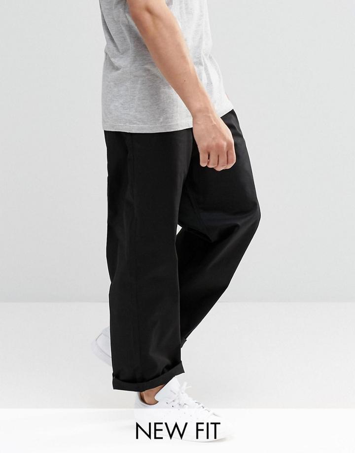 Asos Wide Leg Chinos In Black - Black