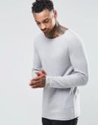 Asos Extreme Muscle Long Sleeve T-shirt With Boat Neck In Gray - Gray
