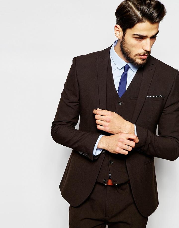Asos Super Skinny Suit Jacket In Brown - Brown