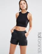Vero Moda Tall Zip Back Detail Crop Top - Black