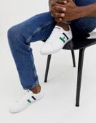 Lacoste Lerond Sneakers With Side Stripe In White Leather
