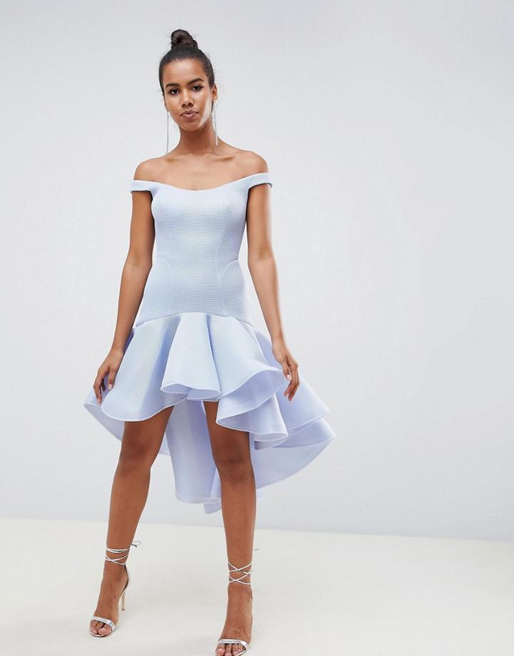 Asos Design Premium Airtex Pephem Prom Dress - Gray