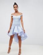 Asos Design Premium Airtex Pephem Prom Dress - Gray