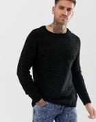 New Look Chenille Knit Sweater In Black